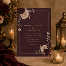 Burgunder-Blumen-Gothic-Hochzeitseinladung