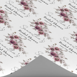 Burgunder Blumen Hochzeitsdusche Geschenkpapier