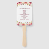 Burgunder-Blumen-Hochzeitsprogramm Fächer (Rückseite)