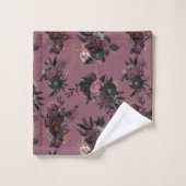 Burgunder Blumen Muster Handtuch Badhandtuch Set (Waschlappen)