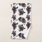 Burgunder-Blumen-Muster-Handtuch Badhandtuch Set (Handtuch)