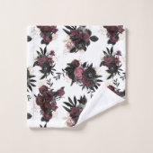Burgunder-Blumen-Muster-Handtuch Badhandtuch Set (Waschlappen)