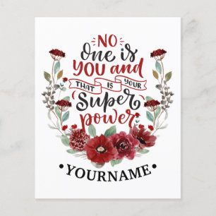 Burgunder Blumen Niemand ist du & Das ist deine Ma Flyer