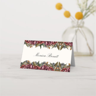 Burgunder Blumen Schwarz Spitze Hochzeit Platzkart Platzkarte
