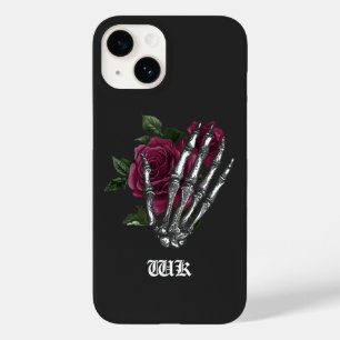 Burgunder Blumen-Skelett-Gotik Case-Mate iPhone 14 Hülle