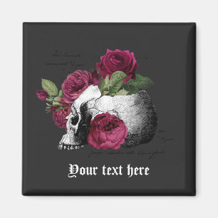Burgunder Blumen Totenkopf Gothic Hochzeit Magnet