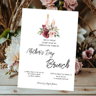 Burgunder Blumen Wein Muttertagsbrunch Einladung