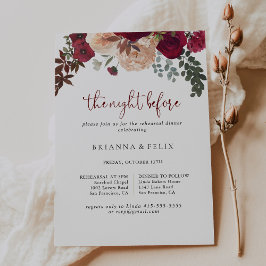 Burgunder Blumenabend vor dem Probe Einladung