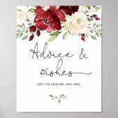 Burgunder Blumenberatung und Wünsche für Neugebore Poster (Vorne)