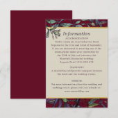 Burgunder Blumenblätter Informationen zu Hochzeits Begleitkarte (Vorne/Hinten)