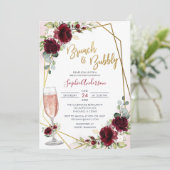 Burgunder Blumenbrunch und Brautparty Einladung (Stehend Vorderseite)