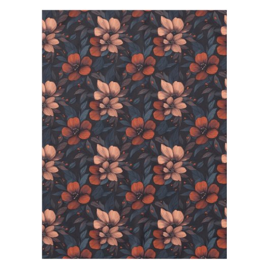Burgunder Blumendesign blühende Blumen Tischdecke (Vorderseite)