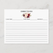 Burgunder Blumendusche Rezeptkarte für Wasserfarbe Hinweiskarte (Rückseite)