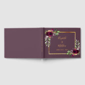 Burgunder Blumenfall lila Hochzeit Gästebuch (Voll)