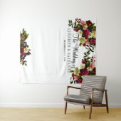 Burgunder blumengeschmückter Hochzeitsstand im Fot Wandteppich (Beispiel (Horizontal))