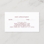 Burgunder Blumenhaar Personalkarte Terminkarte (Rückseite)