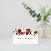 Burgunder Blumenhaar Personalkarte Terminkarte (Stehend Vorderseite)