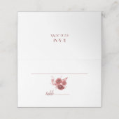 Burgunder Blumenhochzeit Platzkarte (Außenseite Aufgefaltet)