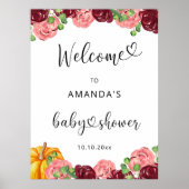 Burgunder Blumenkohl Kürbis Babydusche Empfang Poster (Vorne)