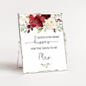 Burgunder Blumenspiel wie viele Küsse Brautparty Poster