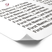 Burgunder Blumenstrauß 12 Tische Hochzeitstabelle Poster (Ecke)