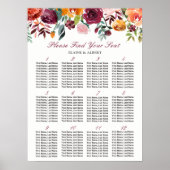 Burgunder Blumenstrauß 12 Tische Hochzeitstabelle Poster (Vorne)