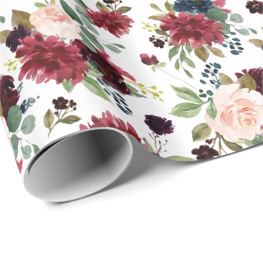 Burgunder-Blumenstrauß Geschenkpapier (Rolleneckpunkt)