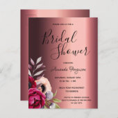 Burgunder Blumensträuße Brautdusche Einladung Postkarte (Vorne/Hinten)