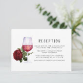 Burgunder Blumenwein Degustation Hochzeitsempfang Begleitkarte (Stehend Vorderseite)