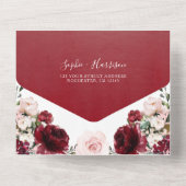 Burgunder Blush Bloral und Gold geometrische Hochz All In One Einladung (Rückseite)