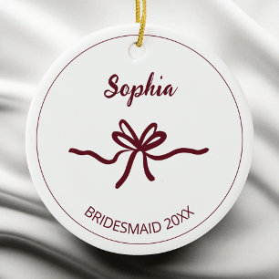 Burgunder Bogen Weiß Moderne Brautjungfer Name Jah Keramik Ornament