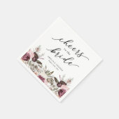Burgunder Boho Blumen Hochzeitsdusche Serviette (Ecke)