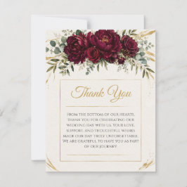 Burgunder Botanische Hochzeit Danke Karte