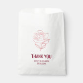 Burgunder Botanische Rose Hochzeit Danke Geschenktütchen (Vorderseite)