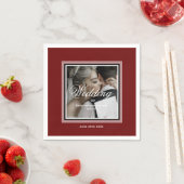 Burgunder Brautpaare Foto Serviette (Beispiel)