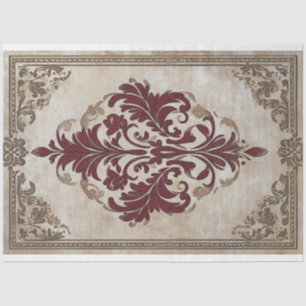 Burgunder Bronze Barock Demask gemustertes Design Seidenpapier
