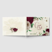 Burgunder Champagner Blume Hochzeit Gästebuch (Voll)