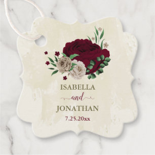 Burgunder Champagner Blume Hochzeit Geschenkanhänger