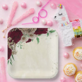 Burgunder Champagner Blume Hochzeit Pappteller (Party)