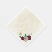 Burgunder Champagner Blume Hochzeit Serviette (Ecke)