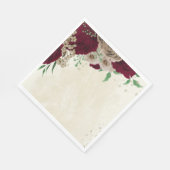 Burgunder Champagner Blume Hochzeit Serviette (Ecke)