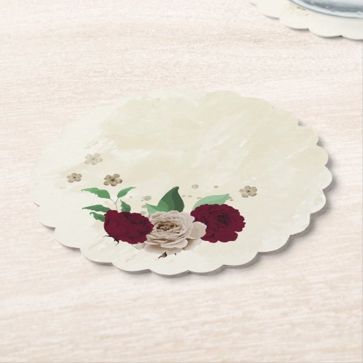 Burgunder Champagner Blume Hochzeit Untersetzer (angewinkelt)