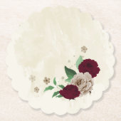 Burgunder Champagner Blume Hochzeit Untersetzer (Vorderseite)