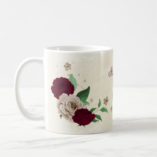Burgunder Champagner-Blume Kaffeetasse (Links)