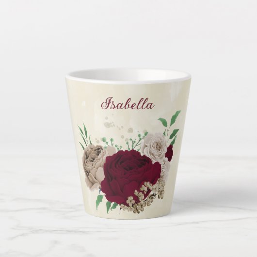 Burgunder Champagner-Blume Milchtasse (Vorderseite)