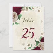 Burgunder Champagner Blume Tischnummer Karte (Rückseite)