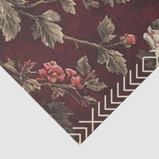 Burgunder Chinoiserie Weihnachten Romantische Blum Seidenpapier (Ausschnitt)