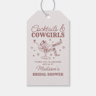 Burgunder-Cocktails und Cowgirl-Junggesellinnenabs Geschenkanhänger