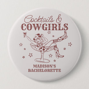 Burgunder-Cocktails und Cowgirls Junggesellinnen-A Button