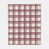 Burgunder-Cream-Tartan-Karodeckchen mit Monogramm Fleecedecke (Vorderseite)